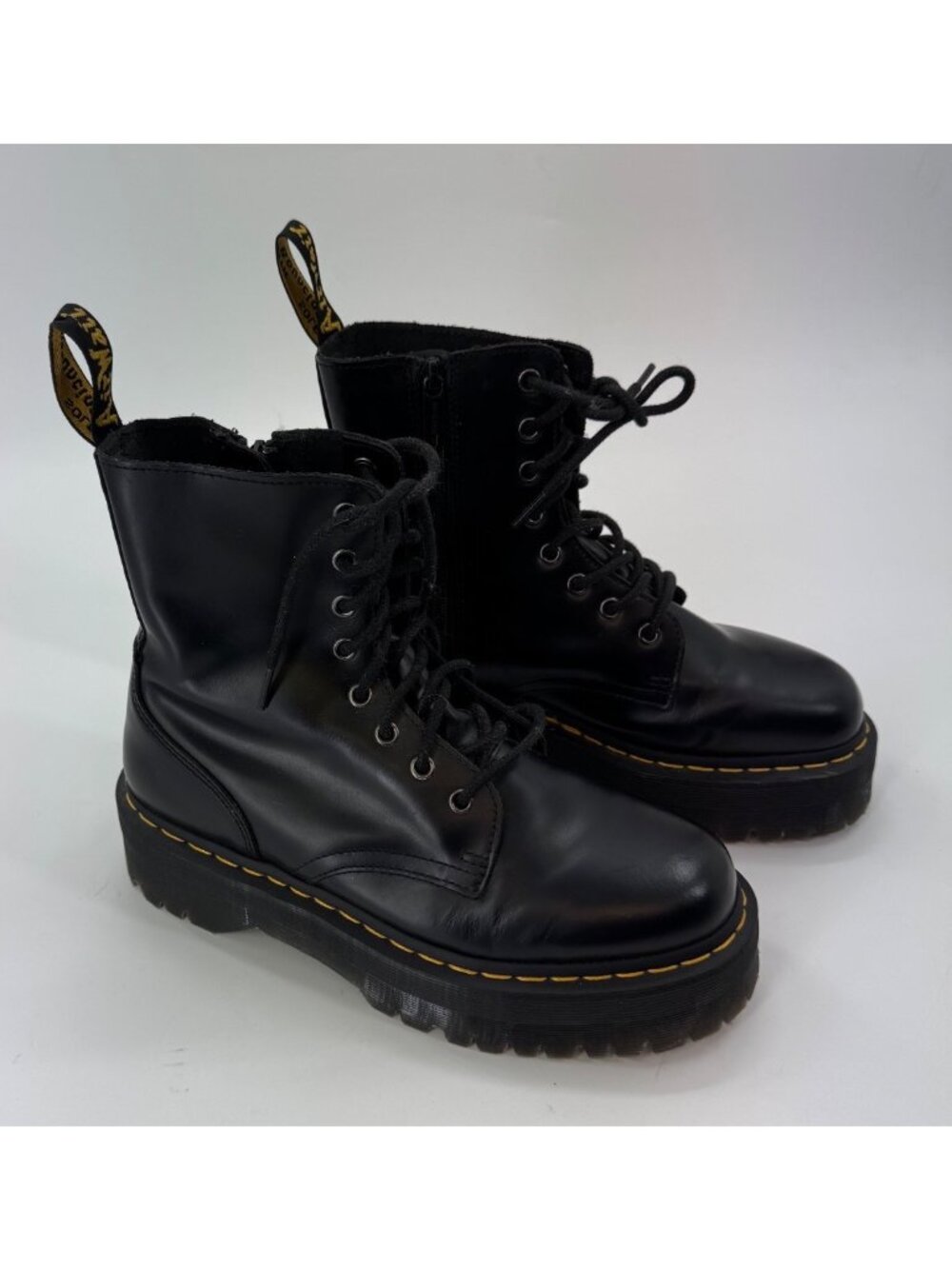 Dr. Martens Jadon Black Leather Lace-Up Platform Boots Mens US 9 / Womens US 10